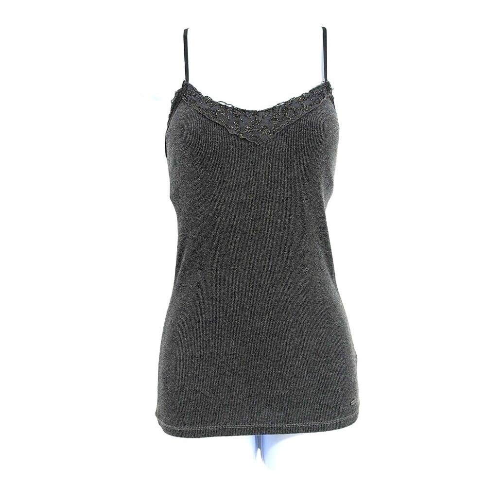 Y2K Aeropostale Ribbed Lace Trim Cami Top Sz S Coquette Bella Fairy Grunge